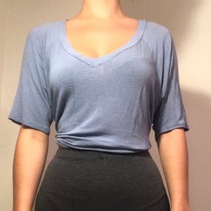 Baby blue cotton distressed tee